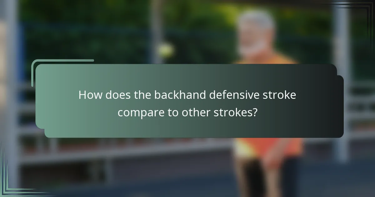 How does the backhand defensive stroke compare to other strokes?