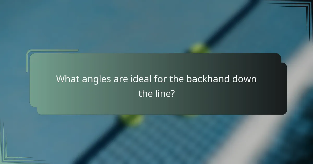 What angles are ideal for the backhand down the line?